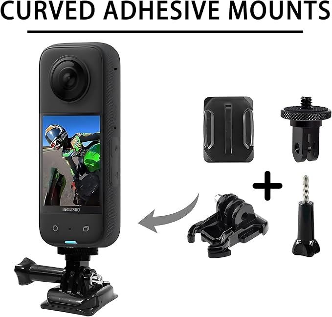 Helmet Sticky Mounts Buckle Mount Screw Accessory Kit for Insta360 X5 X4 | Flexible Adhesive Mount for Insta 360 ACE Pro X5 X4 X3 X2 X RS GO 3S, GoPro Hero 13 Max Session and DJI Osmo Action Cameras - Image 3