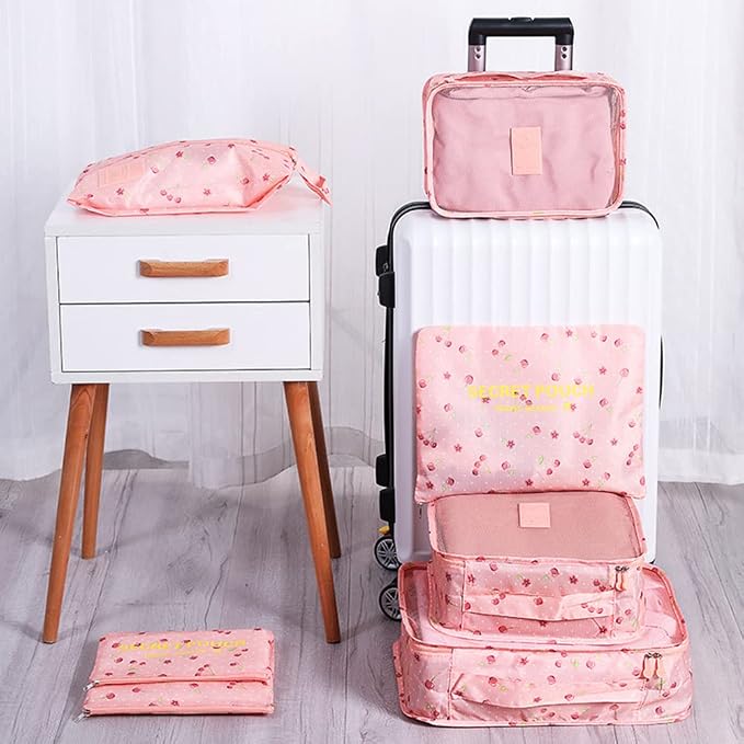 Packing Cubes for Suitcases - 7 Pieces,Light Packing Cubes for Travel, Suitcase Organizer Bags Set, Luggage Organizers for Suitcase, Water-Resistant Travel Essentials, Pink Cherry - Image 7
