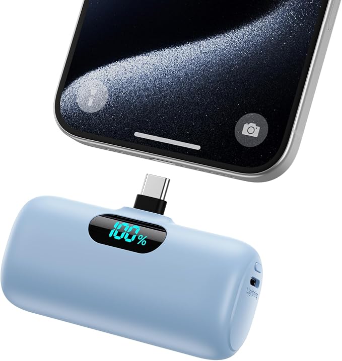 Mini Portable Charger USB C Power Bank,Upgraded 5000mAh PD Fast Charging Battery Pack Built-in USB-C Connector Travel Essential for iPhone17/17Pro/17Pro Max/Air/16 Plus/16Pro Max/15 Series,Android etc by HETP