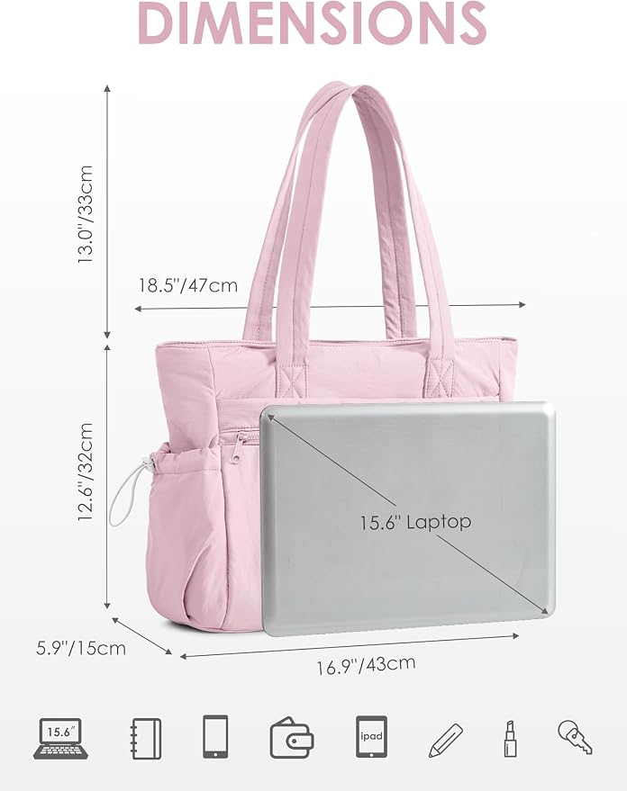Tote Bag for Women, Lightweight Large Puffer Bag, Quilted Shoulder Purses Handbags for Travel Work - Image 3
