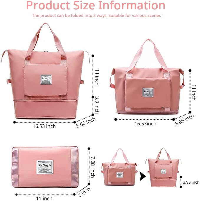 Large Capacity Foldable Travel Bag, Expandable Waterproof Carry on Bag, Dry and Wet Separation Spor Duffel Bags - Image 2