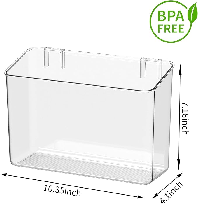 2 Pack Plastic Adhesive Mount Over Cabinet Door Organizer, Wall Organization Container Makeup Organizer Hanging Basket Bins for Kitchen, Pantry, Craft Room, Office, Space Saving Holder - Image 4
