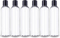ljdeals 8 oz Clear Plastic Empty Bottles with Black Disc Top Caps, Refillable Containers for Shampoo, Lotions, Cream and More Pack of 6, BPA Free, Made in USA by ljdeals