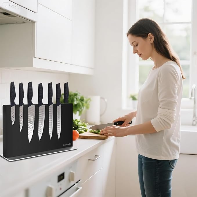 Magnetic Knife Block Without Knives—Black Stainless Steel Double-Sided Magnetic Knife Holder Stand with Strong Magnets, Knife Storage Organizer for Kitchen Counter top, 16 inch - Image 8