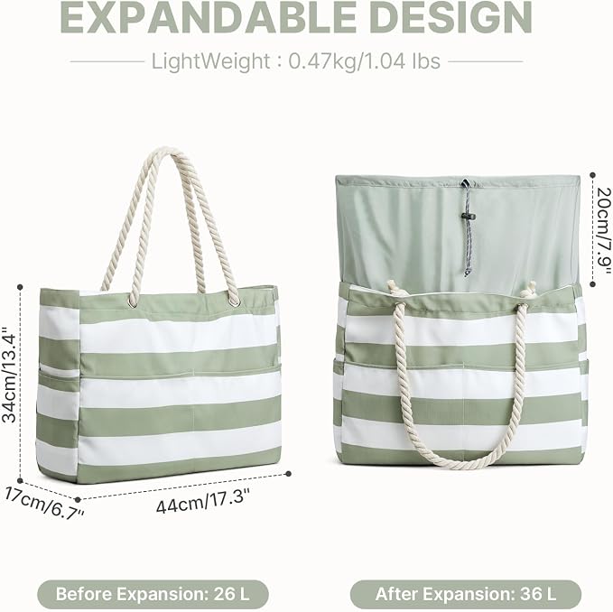G4Free Canvas Beach Tote Bag Waterproof Sandproof, Large Pool Swim Bag | Foldable Tote for Women, for Travel Grocery Daily - Image 5