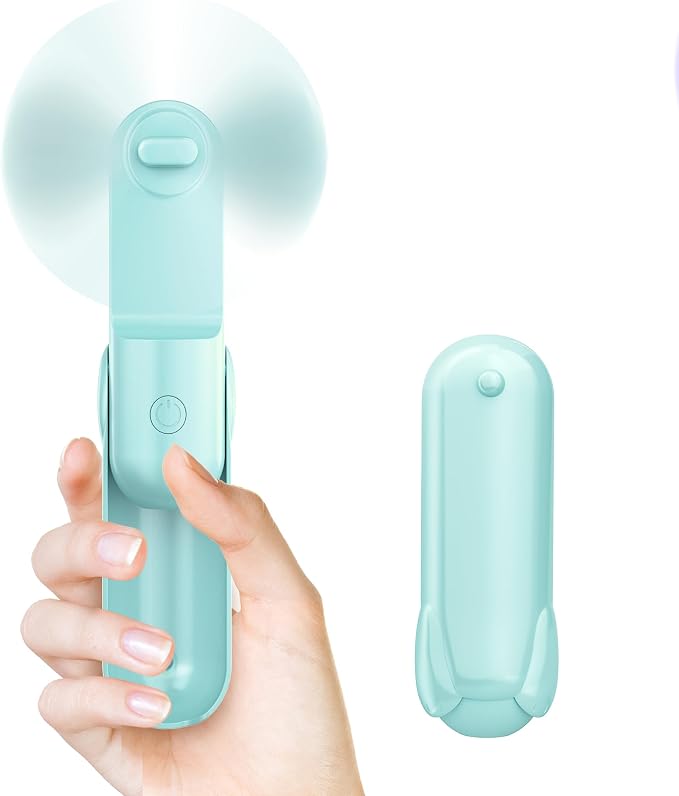 Mini Handheld Fan, Portable Hand Fan with USB Rechargeable, 2000 mAh Battery Operated, 3 Speeds Adjustable, 2 IN 1 Small Personal Pocket Fan for Women Girls Travel Outdoor by Jkjoy