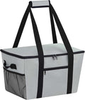 Reusable Grocery Bag – Expandable Insulated Cooler Bag with Bottom Board, Collapsible Insulated Shopping Bag with Zipper & Drawstring, Heavy Duty Tote Bag for Shopping, Delivery, Picnic, Beach by DSDCDJ