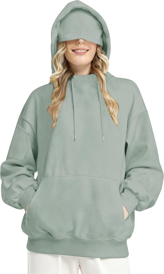 Unisex Travel Hoodie with Eyemask Fleece Sweatshirt Fall Winter | Airplane Hoodie with Multi Pockets & Eye mask Womens Sweatshirts Comfort Pullover Fleece Sweaters Fashion Tops for Couples by Eocicvvi