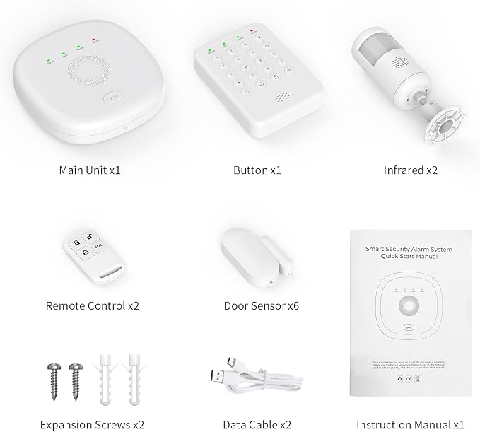 PGST Home Security Systems 12-Piece Kit (Newest Model),WiFi+GSM/4G with Mobile App Control and Alerts Wireless Smart Home or Business Security System,No Monthly Fees,Works with Alexa, Smart Life/Tuya - Image 8