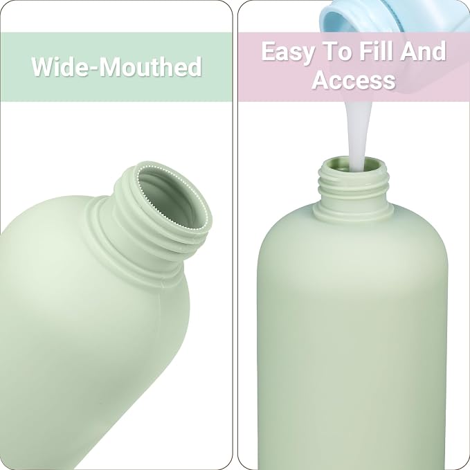 ASEVAT3.4oz 3Pcs Green Plastic Refillable Travel Shampoo and Conditioner Bottles Plastic Refillable Travel Shampoo Bottles with Flip Cap Shampoo and Conditioner Dispenser - Image 6