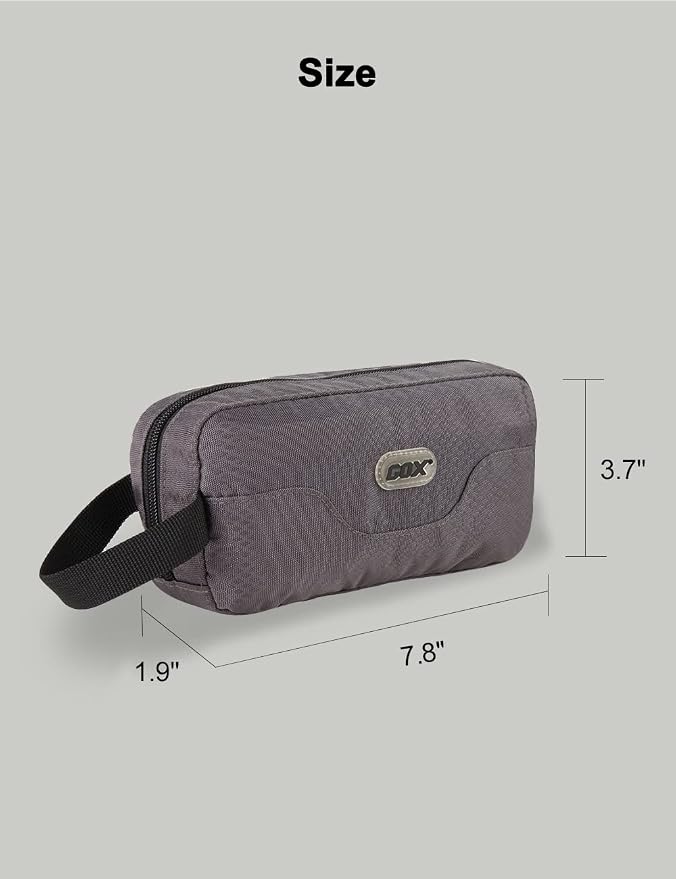 GOX Travel Toiletry Bag for Men Small Toiletry Pouch Orange Dopp Kit Mens Nylon Shave Bag Boys Hanging Toiletry Travel Bag Mini(Grey) - Image 4