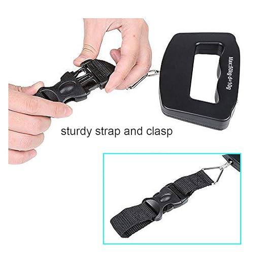 Handheld Digital Luggage Scale with Grip for Travel Portable Electronic Weighing Suitcase and Bag 110Lb/50kg Black - Image 4