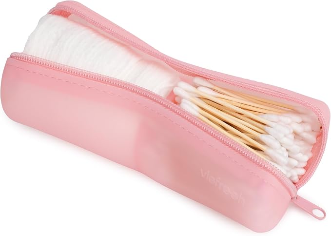 Cotton Round Swab Travel Case, 2-in-1 Beauty Organizer, (Pink) by VisFresh