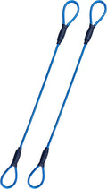 3.3mm Steel Wire Rope Outdoor Travel Security Cable Lock,Braided Steel Coated Safety Cable Luggage Lock,Safety Cable Wire Rope Chain Lock Double Loop Lightweight (Blue, 24in/2Pcs) by MiMetty