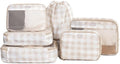 Packing Cubes for Travel, 6-Piece Large Packing Cube Organizer Set for Suitcase, Duffel Bag, Luggage, Multiple Sizes Travel Essentials (Beige Gingham) by Jadyn