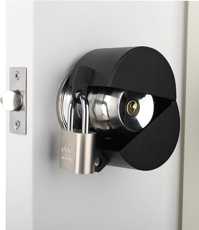 Door Knob Lockout Device with Padlock,Cover to Disable The Doorknob, Prevents Turning of Door Knob and Access to Keyhole, Prevents Operating The Knob,Black - Image 8