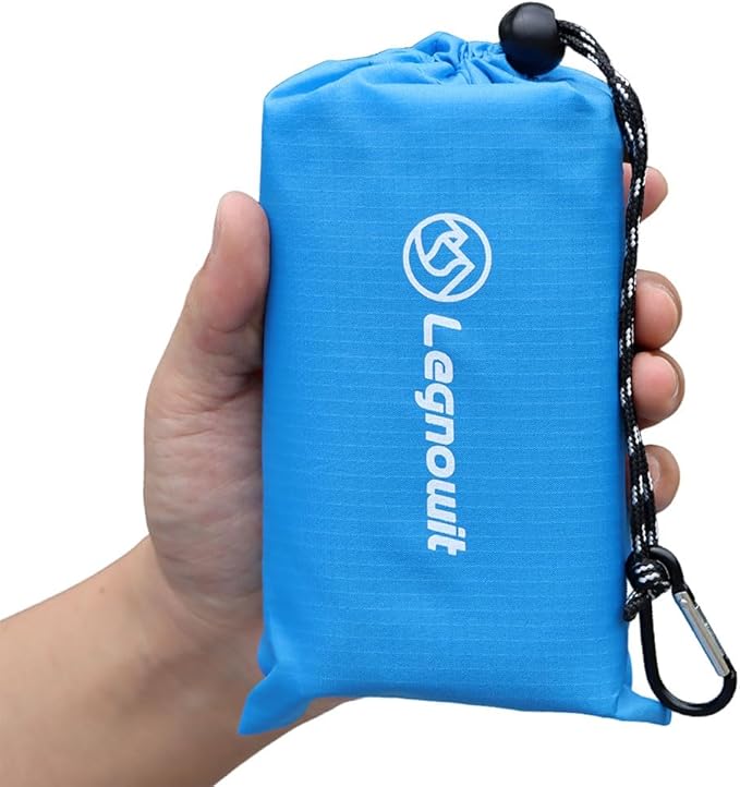Pocket Blanket, Compact Blanket for Picnic, Beach, Festival | Sandproof, Waterproof, Stakes & Carabiner Included, Packable Lightweight Tarp for Camping, Hiking, Backpacking, Travel by Legowitoutdoor