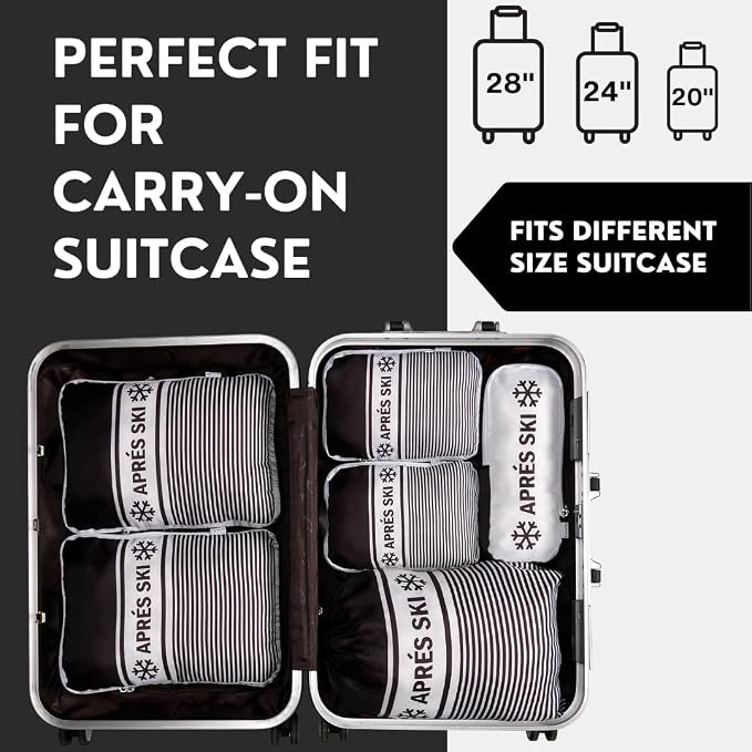 Apres Ski Compression Packing Cubes for Travel 6PC Set, Suitcase Organizer & Space Saver Bags for Luggage with Drawstring Backpack, Apres Ski Bags - Image 2