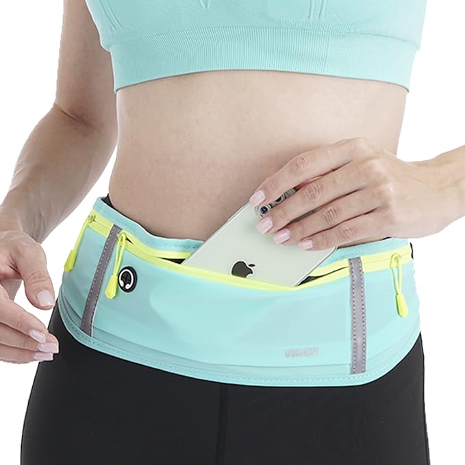 USHAKE Slim Running Belt, Workout Fanny Pack for Men Women,Exercise Waist Pack for Apple iPhone Holder, Runner Belt for Running Walking Cycling Camping Gym Mint blue - Image 2