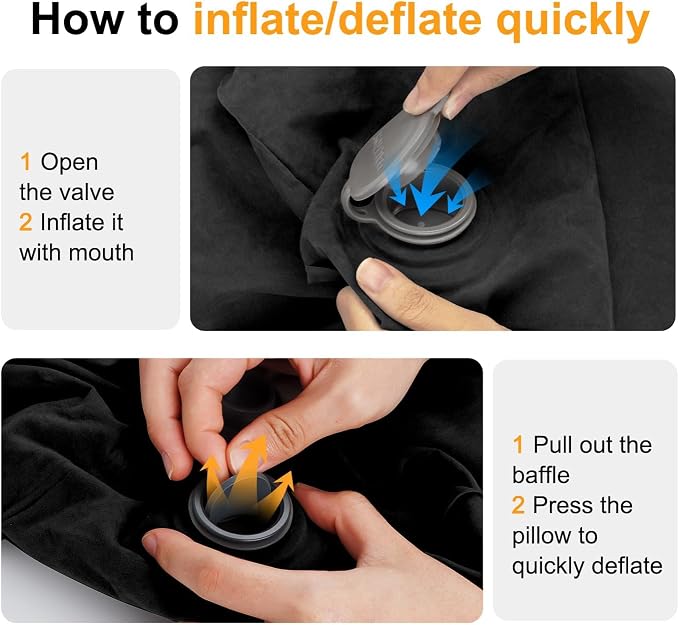 Maliton Inflatable Foot Rest Pillow, (Black, 2 Pack) | 3 Height Adjustments for Kids & Adults, Dual Valves for Quick Inflation, Creates Comfortable Foot Rest for Long Flights, Cars - Image 3