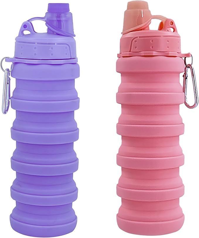 Collapsible Water Bottles Travel water bottle Sports Portable Sport Water Bottle Reusable Water Bottles comes with mountaineering Buckle 500ml silicone Water-proof camping water bottle by YCTMALL