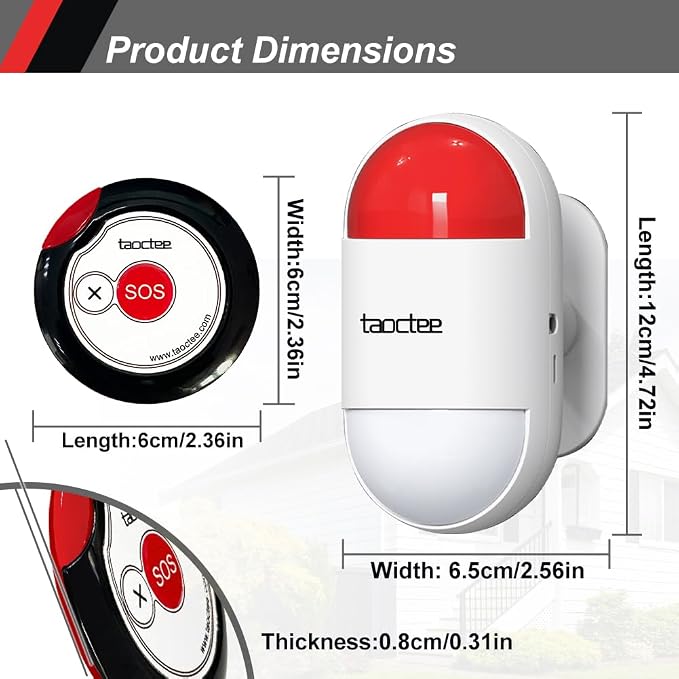 Panic Button Alarm Remote Siren Emergency Alert System for Elderly | Lightweight and Compact Button with Lanyard,Panic Alarm for Security Strobe Siren for House Office Business Shop(Battery/USB) - Image 2