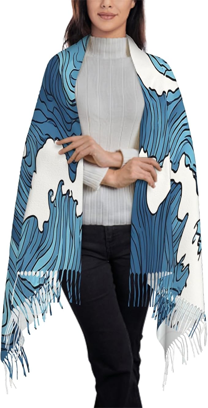 IBILIU Oversize Scarf for Women Floral Flower Purple Prune Color Scarf Tassel Scarves Fall Winter Shawl Wraps - 77.6 x 28.3in - Image 3