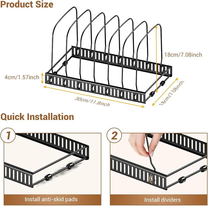 Housolution Cutting Board and Baking Tray Cookie Sheet Organizer, Black | 7 Adjustable Dividers, Sturdy Metal Construction, Easy Assembly - Image 5