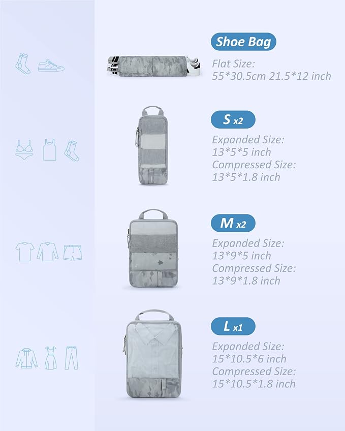 BAGSMART Compression Packing Cubes for Travel Essentials | 14 Set /6 Set /4 Set/2 Set, Lightweight, Durable - Image 2