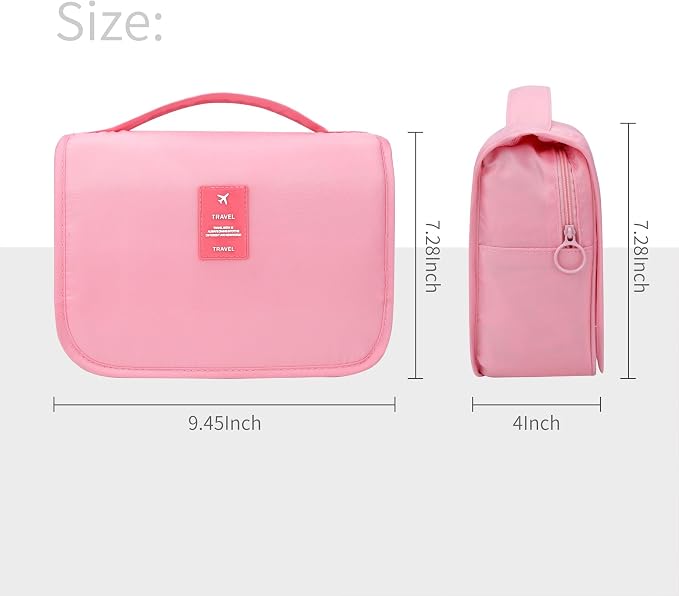 Lcsmaokin Large Capacity Toiletry Bag Travel Bag with Hanging Hook for Men and Women Waterproof Travel Cosmetic Bag Bathroom Storage Bag for Brushes Set, Full-Sized Shampoo,Accessories(Pink Stripe) - Image 5