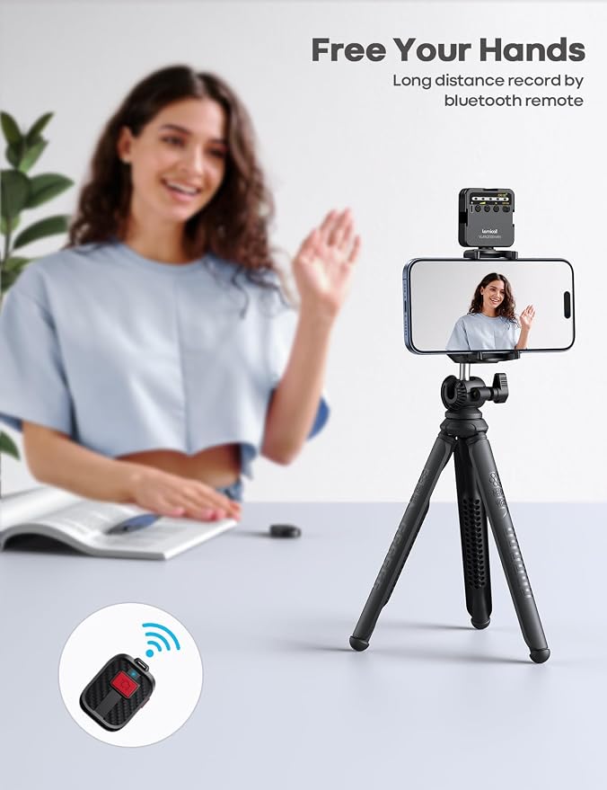Lamicall Tripod for Camera with Wireless Remote 8-Strand Aluminum Core | Flexible Silicone Legs, Heavy-Duty Phone Stand with 1/4'' Screw & Cold Shoe for iPhone Pocket 3/4 Samsung GoPro DSLR Camera - Image 4