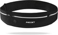Slim Running Belt Fanny Pack for Men Women, Running Phone Holder, Waist Pack Runners Bag Money Belt with 3 Separate Zipper Pouch to Store Your Phone Key Money Safe, Waist Bag-Black by Kebrela
