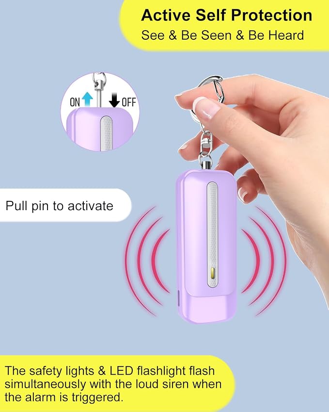 Personal Alarm for Women, Rechargeable with Safety Lights & Low Battery Notice, 130dB Siren with Extra Bright LED Flashlight Strobe Light for Emergency, Dual Light Sources Safety Keychain - Image 2