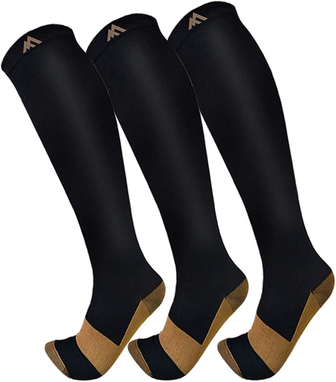 FuelMeFoot 3 Pack Copper Compression Socks - Compression Socks Women & Men Circulation - Best for Medical,Running,Athletic by FuelMeFoot
