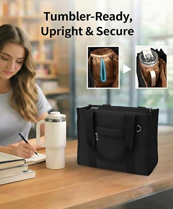 Work Tote Bag for Women, Lightweight Puffer Tote Crossbody with Zipper | Travel Utility Tote Multi-Pocket, RFID Pocket, Large Capacity, Luggage Sleeve, Shoulder Bag for Office, Daily, Gym, Teacher - Image 5