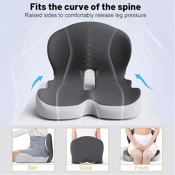 Memory Foam L-Shaped Integrated Seat Cushions for Car Truck Driver Ergonomic L Shape Lumbar Cushion Sciatica Back Pain Relief Office Chair Butt and Back Support Pillow Long Driving Booster Seat (G1) - Image 2
