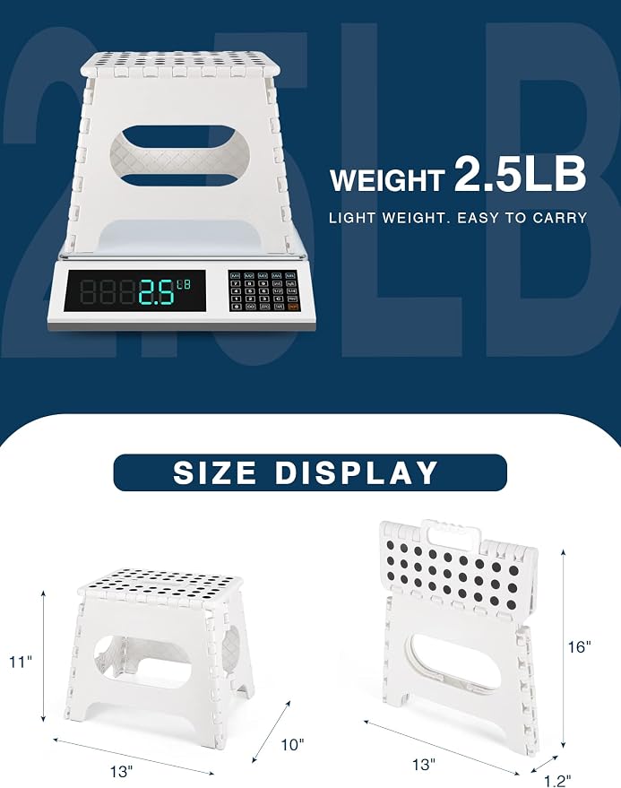 Dyforce Kids Step Stool 11 Inch, 300lbs Folding Step Stool for Adults | Toddler Step stool White,Anti-slip Heavy Duty with Carry Handle, Lightweight Foldable Stool for Bathroom Kitchen Bedroom - Image 8