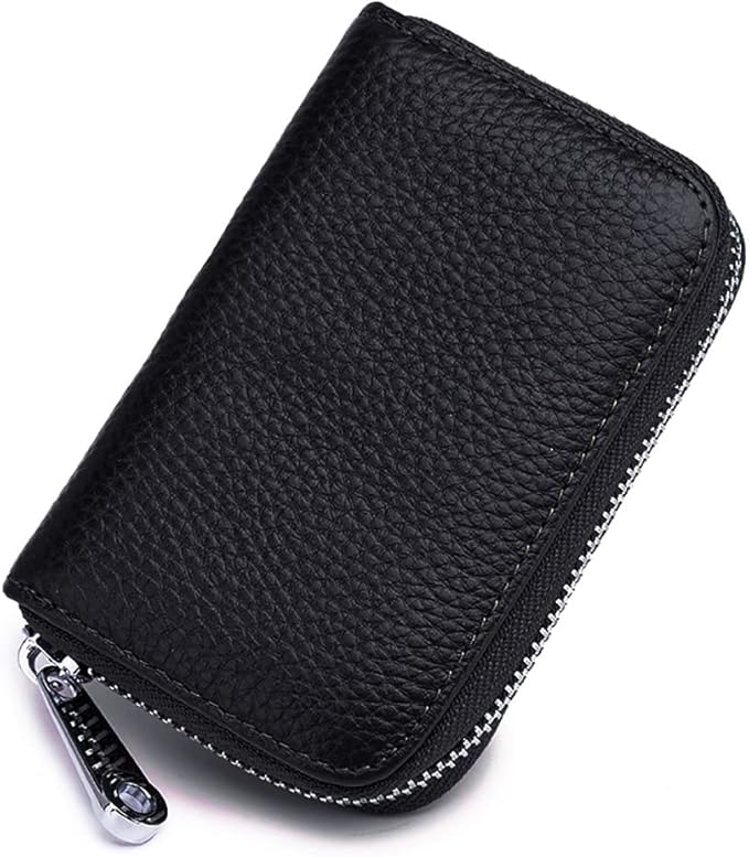 RFID Credit Card Holder Genuine Leather Credit Card Wallet with Zipper | RFID - Image 2