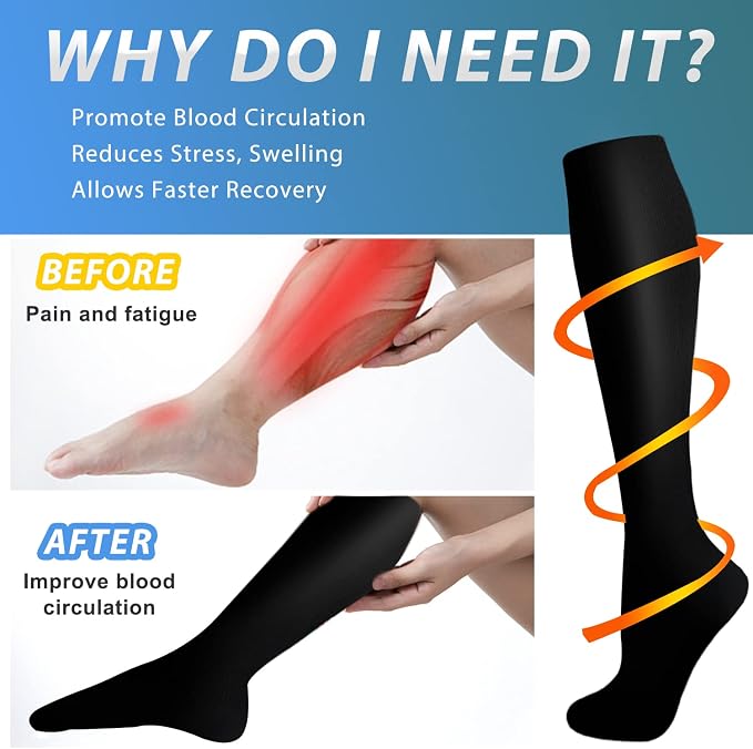 Aoliks Medical Compression Socks for Women & Men, Support Knee High Socks for Running,Nurses,Travel - Image 2