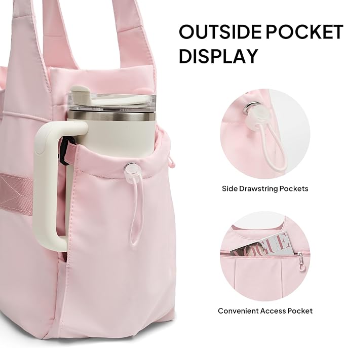 TOPEAST Foldable Tote Bag for Women with Yoga Mat Holder,Travel Tote Bag with Water Bottle Pocket,Lightweight Workout Gym Bag - Image 8