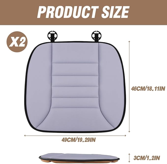 2PCS Car Seat Cushion Pad 1.2" Thick Comfort Seat Protector for Car Driver Seat Office Chair Home Use Memory Foam Seat Cushion with Non Slip Bottom, 20'' x 18.5'', Gray - Image 7