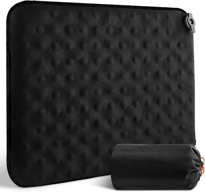 Inflatable Seat Cushion, Self-Inflating Memory Foam Stadium Seats Cushion Lightweight & Compact Chair Sitting Pad Airplane Cushion for Long Flight Travel Outdoor Camping Car Bleachers Office by GDREAMT