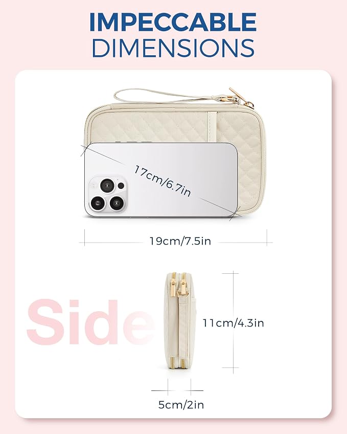 BAGSMART Electronic Cord Cable Organizer Travel Bag Case, Double Layers Tech Electronic Bag, Essentials for Charger, Cable, Phone, Flash drive, Beige - Image 6