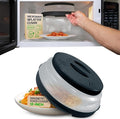 HOVER COVER Magnetic Microwave Splatter Cover - 12-Inch Collapsible - Black | High Power, Stronger Magnetic Grip, BPA-Free Lid, Vented Plate Guard with Steam Vents, Dishwasher Safe, Space-Saving Storage by HoverCover