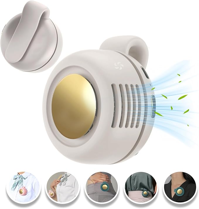 Portable Clip-On Fan, Mini USB Rechargeable 360° Rotatable Fan, Personal Fan 3-Speed Silent Mini Bladeless Fans (White) - Image 2