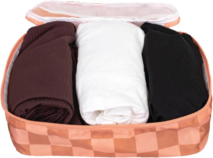 Packing Cubes for Travel, 6-Piece Large Packing Cube Organizer Set for Suitcase, Duffel Bag, Luggage, Multiple Sizes Travel Essentials (Terracotta Check) - Image 4