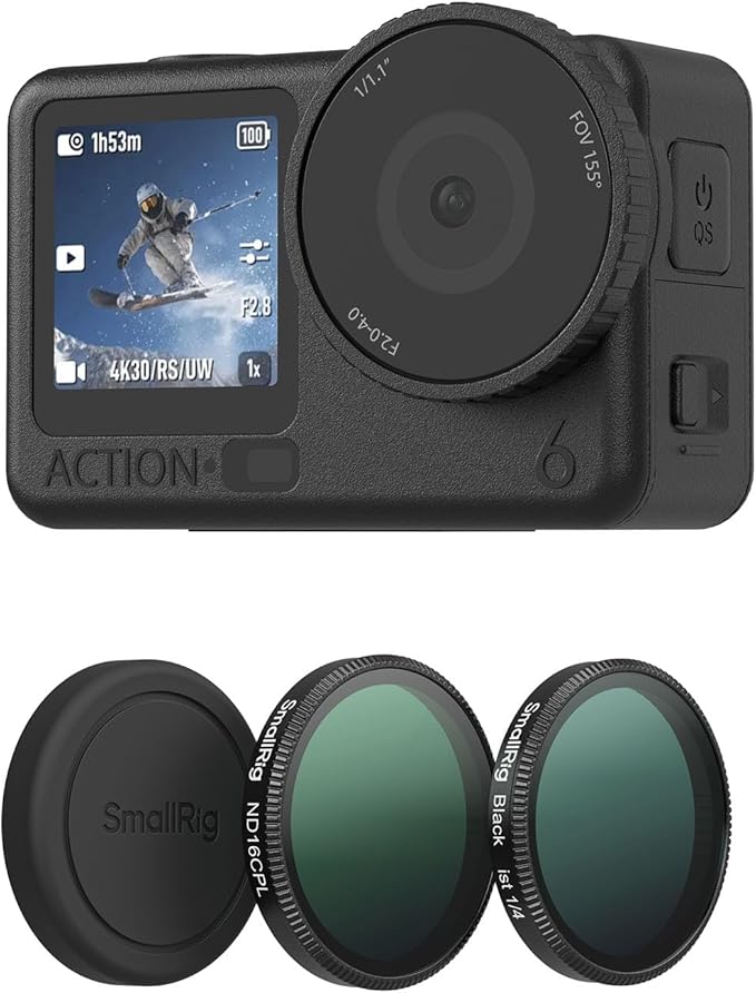 SmallRig Filter Kit for DJI Osmo Action 6, ND16/CPL & 1/4 Black Mist Filter Kit with Silicone Cover, Snap-On Mount, No Need to Remove Lens, Action Camera Accessories for Video Photography-5896 by SmallRig