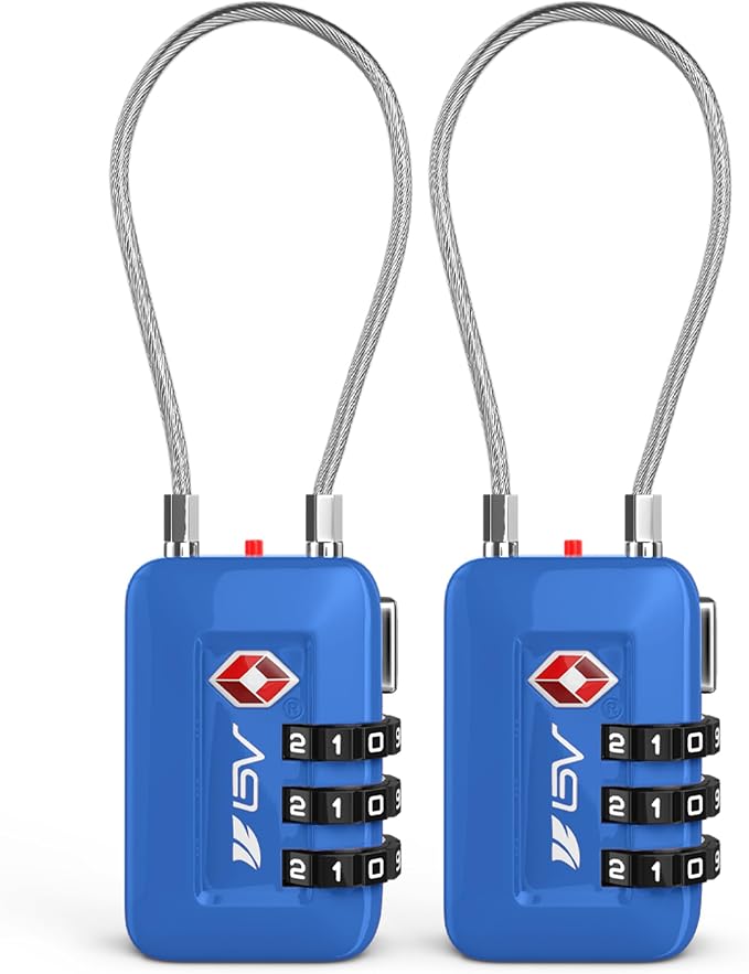TSA Accepted Luggage Travel Lock, Set-Your-Own Combination Lock for School Gym Locker, Luggage Suitcase Baggage Locks, Filing Cabinets, Toolbox, Case (Blue, 2 Pack) - Image 9