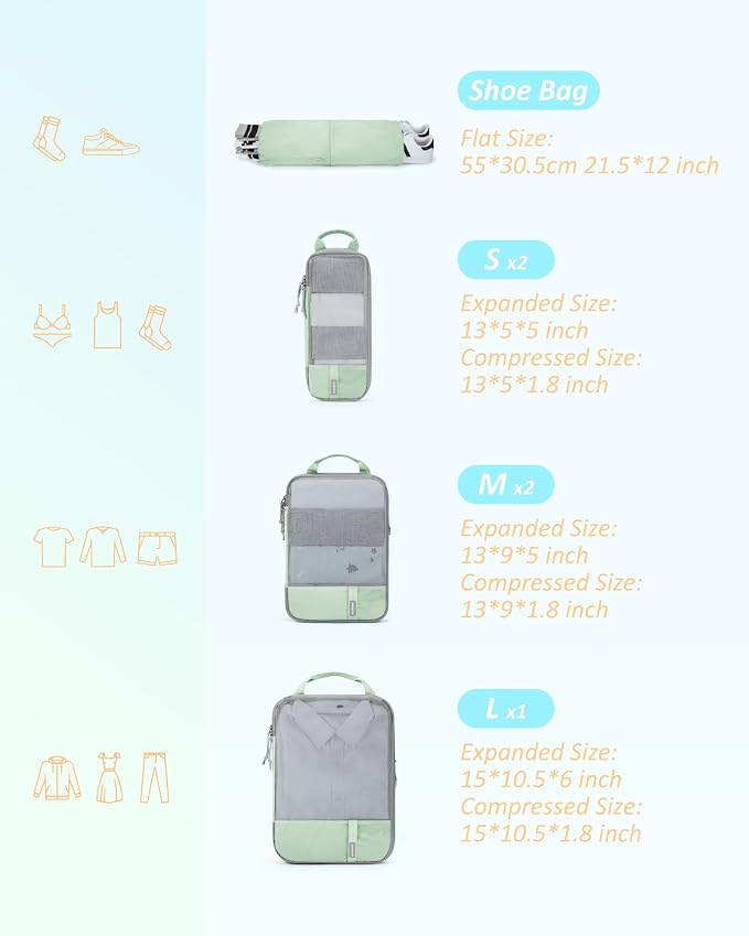 BAGSMART Compression Packing Cubes for Travel Essentials | 14 Set /6 Set /4 Set/2 Set, Lightweight, Durable - Image 2