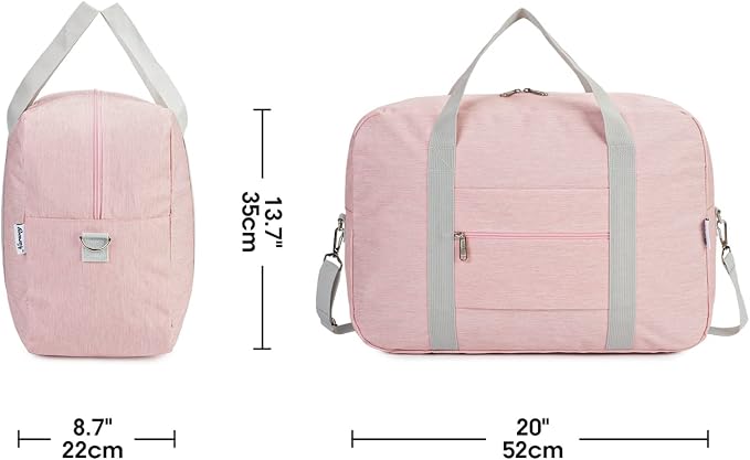 For United Airlines Foldable Carry on Bag 22x14x9 Travel Duffel Bag Packable luggage Duffle for Women and Men 40L (Pink (With Shoulder Strap)) - Image 5